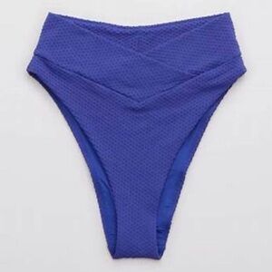 Aerie Crinkle High Waisted Crossover Bikini Bottom